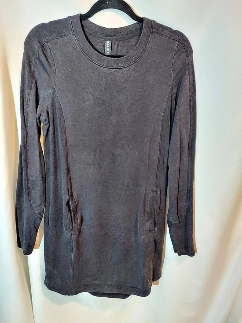 Athleta Black Balance Lounguewear Sweatshirt Shift Dress Pockets S